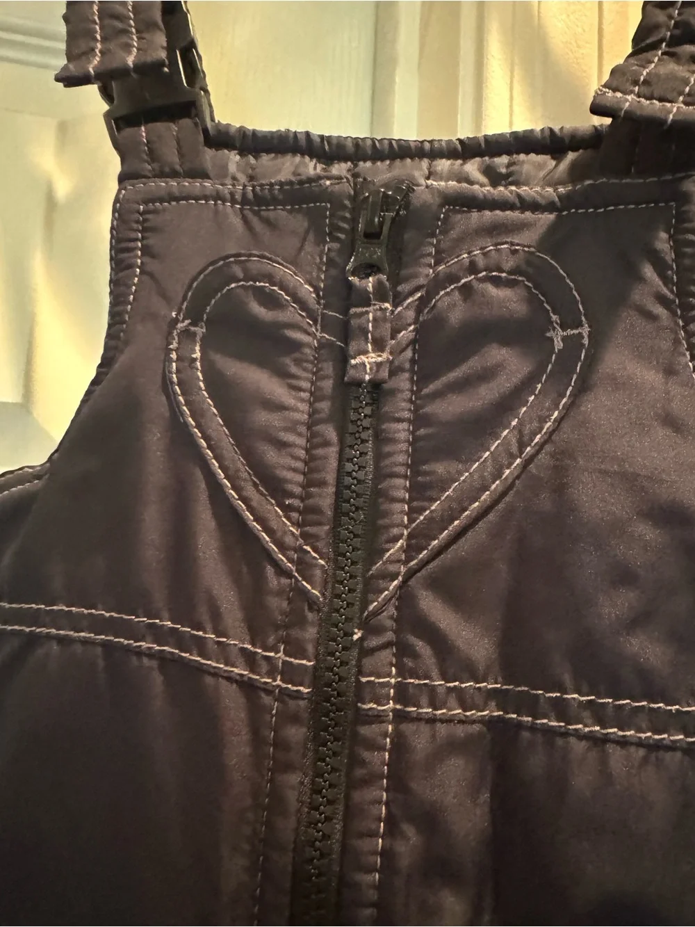 Oshkosh B'gosh Girls Black Snow Suit Bib Overalls With Front Heart Size 4